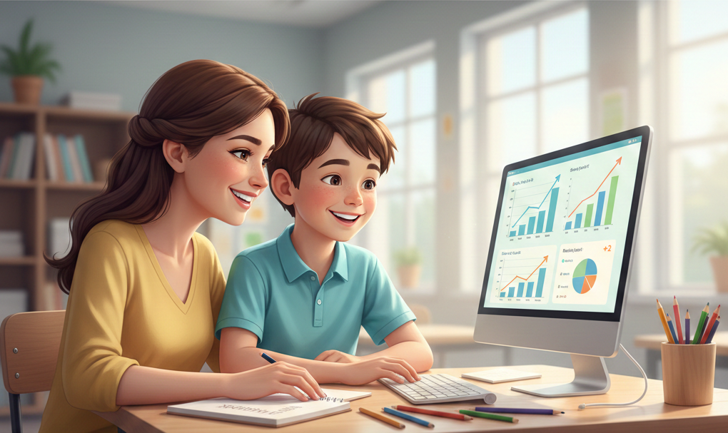 Madre e hijo con dashboard